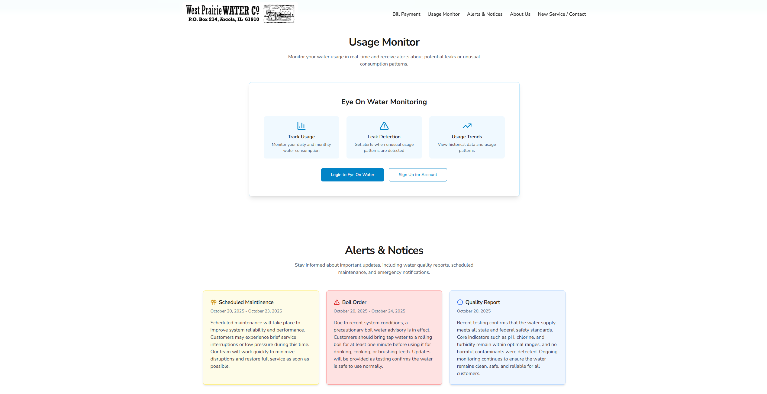 Persistent alerts for outages and boil orders