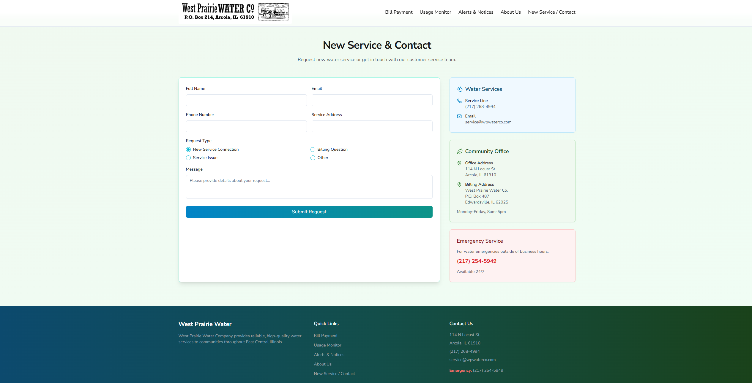 Streamlined contact page